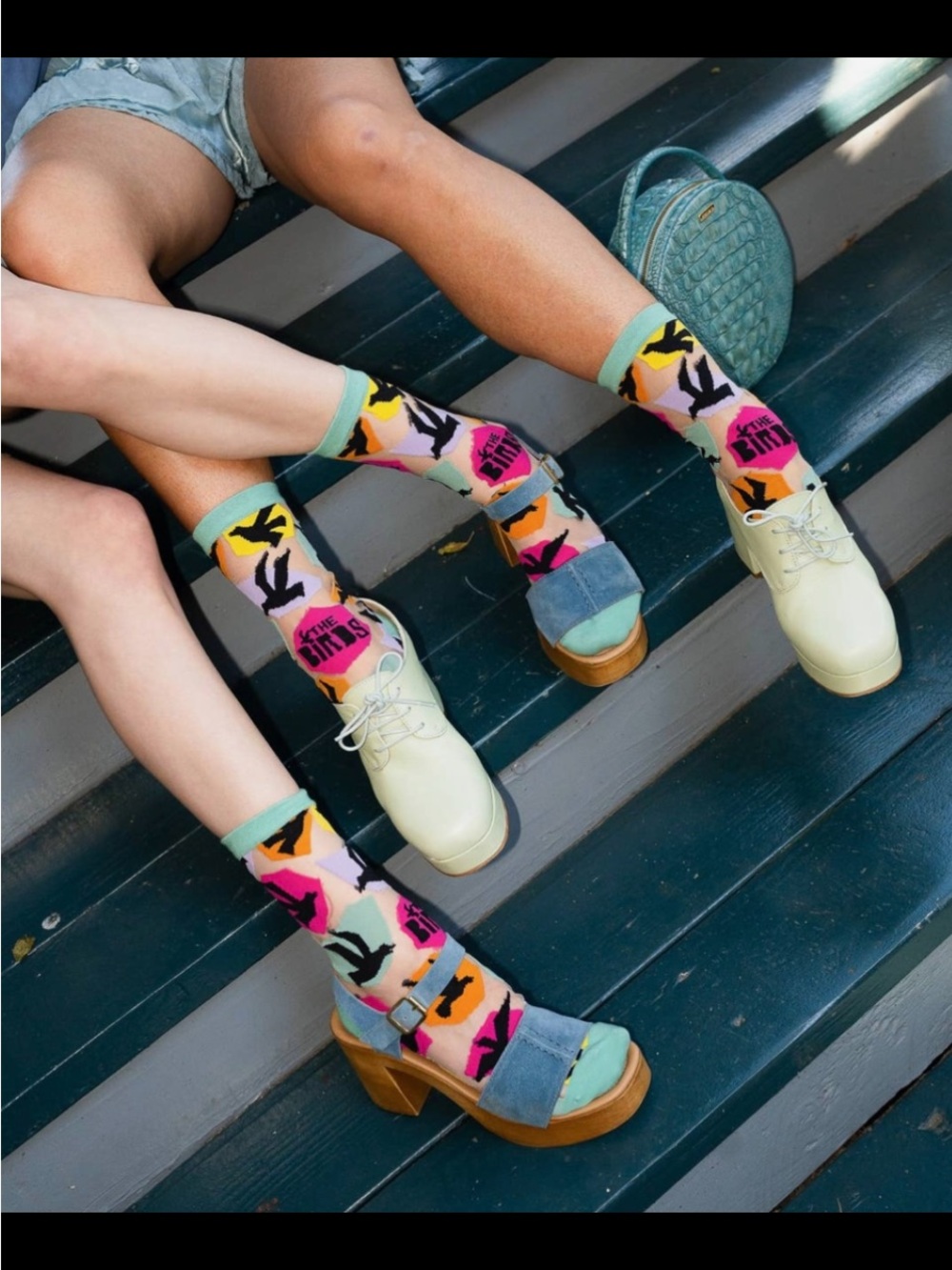 Sock Candy Hitchcock “The Birds” Sheer Crew Sock. Price firm.